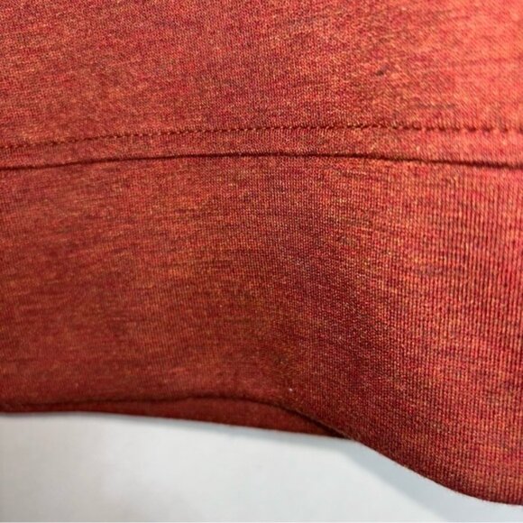 ONE WORLD Womens Large Rust Brick Red Stamped Design Jacket Zip Sweater Autumn - Picture 7 of 8